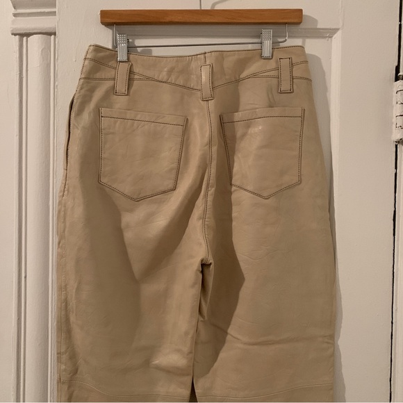 Topshop cream genuine leather high waisted pleated trousers - 8 - Picture 16 of 16